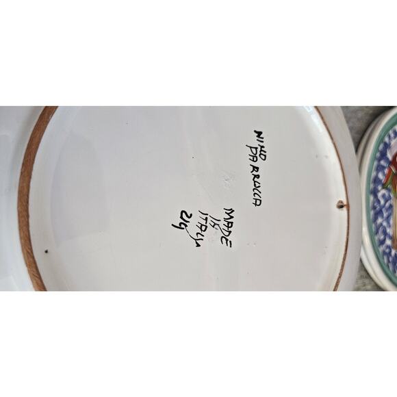 Nino Parrucca Pottery Modernist Plate 10.5" Made in Italy 214 Orange Basket Lady - Picture 3 of 4